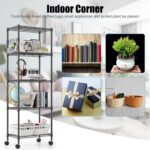 Himimi 5 Tier Shelving Unit with Wheels Wire Shelf Metal Storage Shelves Heavy Duty Height Adjustable Standing Shelf 59cm W*35cm D*183cm H-Black - Image 7