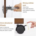 medla Wooden Clothes Hanger Rail: Heavy Duty Clothes Rail stand Bamboo Clothing Rack Wheels Clothes Rail Stand with Wheels Coat Rack on Wheels with 2 Tier Shelves for Bedroom, Living Room - Image 8