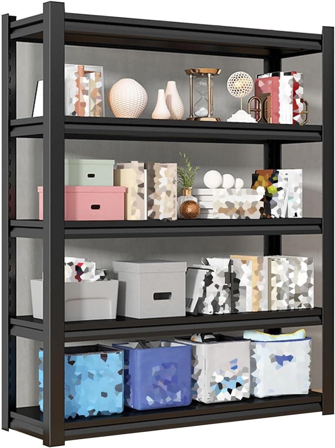 71yRr7cgmKL._AC_SL1500_.jpg Garage Shelves 5-Tier Metal Shelving Unit, Heavy Duty Adjustable Storage Rack, Boltless Assembly, Industrial Utility Shelf Rack For Supermarket Kitchen Balcony(80x50x160cm) - Image 1