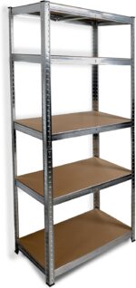 DIVCHI 5 Tier Storage Rack Heavy Duty Shelving Aluminium Garage Shelves Heavy Duty Shed Storage Racking Shelf For Warehouse Workshop & Office (Silver, Pack of 1) - Image 8