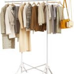 SLEEPHEAD®Clothing Garment Rack,Foldable Portable Clothes Rack,Stainless Steel Adjustable clothing racks for hanging clothes,Heavy Duty Clothes Rack Load 450 LBS, Read to Use,White