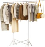 SLEEPHEAD®Clothing Garment Rack,Foldable Portable Clothes Rack,Stainless Steel Adjustable clothing racks for hanging clothes,Heavy Duty Clothes Rack Load 450 LBS, Read to Use,White