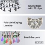 ECASA™ Foldable Drying Laundry Hanger with clips, Drying Rack with 32 clips Each, Laundry Clips and Drip Drying Hangers for Socks, Underwear, Towel, Scarfs And Bras (Assorted Color) - Image 2