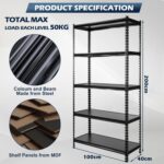 5-Tier Medium Duty Storage Shelf Rack for Home, Garage & Warehouse (40CM, Black) - Image 3