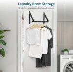 Over The Door Clothes Hanger, Foldable Over The Door Hanger, Over The Door Drying Rack for Coat, Space Saving Small Clothes Rack Door Hangers for Clothing, Black - Image 6