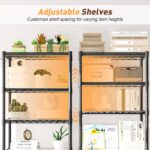6-Shelf Storage Unit With Height Adjustable Shelves Levelling Feet,6-Tier Wire Shelving Unit,Metal Kitchen Rack with PP Shelf Liners,Storage Shelf for Pantry,Black 60 * 45 * 183CM - Image 6
