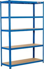 Rhino Racking - 5 Tier Heavy-Duty Industrial Storage Shelves - Blue - 180x120x45cm