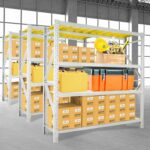 4 Steps Heavy Duty Garage Shelving Units Metal Warehouse 1 Bay Racking Storage Garage Shelving Iron Shelf Capacity 200kg Each Shelves White (100x60x200cm) - Image 2