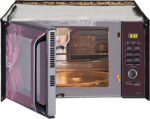 Glassiano Geometric Gold Printed Microwave Oven Cover for Samsung 28 Litre Convection Microwave Oven MC28H5025VB/TL, Black - Image 7
