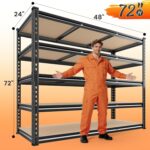 REIBII 48" W Garage Shelving Heavy Duty 3020LBS Storage Shelves 5 Tier Heavy Duty Shelving Adjustable Garage Shelves for Basement, Warehouse, Commercial, Easy Assemble, 48" W x 72" H x 24" D - Image 3