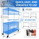 48 x 24 x 76, 4000 LBS, Commercial Metal Shelves for Storage with Wheels for Garage Shelving, 5 Tier Wire Shelving Rack for Kitchen Storage, Heavy Duty Shelving for Home Storage, Chrome, Crescent - Image 2