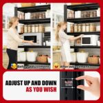 78" H Garage Shelving, Metal Storage Shelves, 3000LBS Heavy Duty Shelving, Adjustable 5 Tier Storage Rack, Industrial Utility Shelf for Garage, Warehouse, Kitchen,18" D×47.5" W×78" H, Black - Image 4