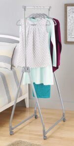 Whitmor Foldable Garment Rack - Rolling Clothes Hanger - Adjustable Height,Silver - Image 2