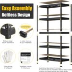 PrimeZone 47" W x 23.6" D x 71" H Large Heavy Duty Storage Shelves - 5 Tier Adjustable Garage Storage Shelving, Metal Storage Utility Rack Shelf Unit for Warehouse Pantry Closet Kitchen, Black - Image 5