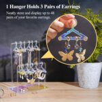 Double-Tier Acrylic Earring Holder, Azonee Miniature Clothing Hangers for 48 Pairs, Stylish Mirror-Finish Display for Home Vanity & Retail Showrooms (Colorful) - Image 2