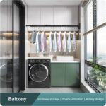 LIENAHU Wall Mounted Clothes Drying Rack, Folding Laundry Hanger, Retractable and Collapsible Clothing Rack (Black, With Hooks) - Image 4