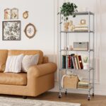 5 Tier Shelving Unit Adjustable Storage Shelf Metal Storage Rack Wire Storage Shelves 16.5" L x 11.8" W x 59" H for Pantry Closet Kitchen Laundry (Silver) - Image 6