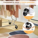 Garment Rack, Stainless Steel Clothes Organizer with Wheels, Double Rod Clothing Rack for Hanging Clothes (Silver, 130 x 55 x 160 CM) - Image 7