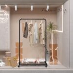 SONGMICS Clothes Rack with Wheels, Garment Rack, with Dense Mesh Shelf, 2 Brakes, Sturdy Steel Frame, Black UHSR25BK - Image 9