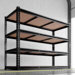 REIBII 48" W Garage Shelving, Storage Shelves Load 2600LBS, 4-Tier Adjustable Heavy Duty Metal Shelves for Warehouse, Pantry, Kitchen, 60" H X 48" W X 24" D, Black