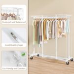 Hoctieon Z Clothes Rack with Cover, Metal Heavy Duty Clothing Rack, Rolling Garment Rack with Wheels, with Dustproof Cover Waterproof Protector, 2 Durable Zippers, for Hanging Clothes, White - Image 2