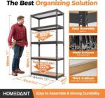 HOMEDANT 5tier Metal Shelving Unit Adjustable Garage Storage Utility Rack Heavy Duty Shelves Organization Multipurpose Shelf Warehouse Basement Kitchen Living Room pantry 35.9 L x 16.2 W x 71.3 H1Pack - Image 2