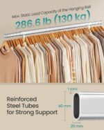 SONGMICS Clothes Rack with Wheels, Heavy-Duty Garment Rack with Extendable Hanging Rod, 286.6 lb Load Capacity, 17.7 x (43.3-59.1) x 64.1 Inches, Chrome-Plated, Silver UHSR11S - Image 3