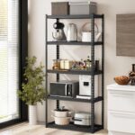 Goplus 5-Tier Metal Shelving Unit, Heavy Duty Wire Storage Rack with Anti-Slip Foot Pads, Height Adjustable Shelves for Warehouse, Kitchen, Living Room, Garage, 15.5" D×35.5" W×72" H - Image 2