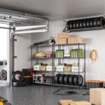 IZEUK 1400 LBS Garage Black Shelving Wide Storage Shelves 4 Tier Adjustable Heavy Duty Metal Wire Rack Standing Shelf Unit for Kitchen Office College Dorm Garage Warehouse 15.8" x 45.8"x 59.4" - Image 2