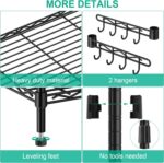 Folews 5 Tier Storage Shelves with Wheels - Metal Shelves for Storage Adjustable Wire Shelving Unit Organizer Storage Rack Shelf for Kitchen Garage Pantry Closet Laundry(14D x 36W x 75H) - Image 6