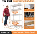 HOMEDANT 35.9" W 5 Tier Heavy Duty Garage Shelving Adjustable Metal Rack Storage Shelves Standing Shelf Unit Organizers Pantry Closet White 1Pack - Image 2
