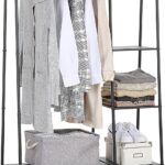 SunnyPoint Freestanding Clothes Garment and Accessories, Organizer Closet Rack (BLK)