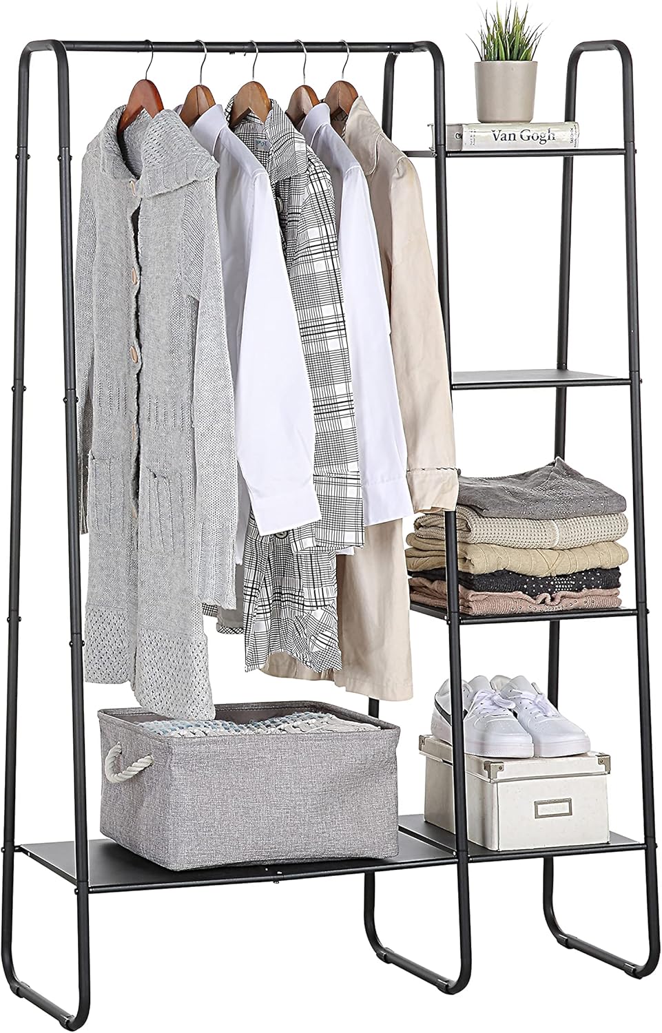 811fSr0W4L._AC_SL1500_.jpg SunnyPoint Freestanding Clothes Garment and Accessories, Organizer Closet Rack (BLK) - Image 1