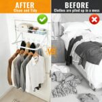 Over The Door Clothes Hanger, Metal Over The Door Hangers for Clothes with 7 Hooks1 Storage Basket For Clothing Hanger Drying Racks for Laundry, Bedroom, Washroom wait（white） - Image 5