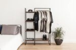 IRIS Metal Garment Rack with Wood Shelves, Black and Dark Brown, PI-B3 - Image 9