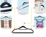 GVTECH Premium Velvet Hangers, [50 Pack] Non Slip and Heavy Duty Velvet Suit Hangers (45cm) with Tie Bar, 360° Swivel Hooks, Sturdy to Hold Jumper, Pullovers, Jackets & Hoodies (50 Pack, Black) - Image 6