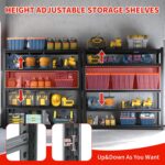 72" H Garage Shelving 2500LBS Heavy Duty Storage Shelves Adjustable 5 Tier Metal Shelves for Storage Garage Industrial Shelving Utility Racks,16" D*36" W*72" H,Black - Image 6