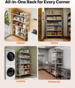 VEVOR Stainless Steel Shelving 48x18.5 Inch 5 Tier Adjustable Shelf Storage Unit Stainless Steel Heavy Duty Shelving for Kitchen Commercial Office Garage Storage 330lb Per Shelf - Image 8