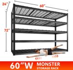 REIBII 60" W Garage Shelving Heavy Duty Storage Shelves 3000LBS Adjustable 5 Tier Metal Shelving Unit for Storage Rack Garage Storage Shelves Industrial Shelf Utility Rack,60" W x 24" D x 72" H - Image 2