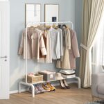 BYUAIRY Clothes Rack Metal Clothing Rack with Bottom Shelf Garment Rack for Hanging Clothes Shirts Jeans and Coats White - Image 3