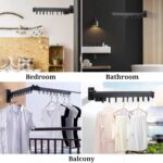 HOME DWELL Wall Mounted Folding Clothes Hanger Stand, Swivel Arm Clothes Drying Rack with Multiple Hooks, Heavy Duty Space Saving Organizer for Closet, Laundry Room & Bedroom - Image 6