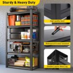Heavy Duty Shelving Units Metal Storage Rack Garage Shelves for Tools and Kitchen Items Adjustable Shelf for Garage Warehouse Pantry Closet Kitchen (5 Tier 76 CM) - Image 7
