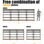 PrimeZone 47" W x 23.6" D x 71" H Large Heavy Duty Storage Shelves - 5 Tier Adjustable Garage Storage Shelving, Metal Storage Utility Rack Shelf Unit for Warehouse Pantry Closet Kitchen, Black - Image 9