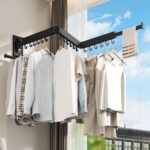 BOQORAD Drying Rack Clothing, Retractable Clothes Drying Rack,Wall Mounted Laundry Rack, Laundry Drying Rack Wall Mount,Collapsible Clothes Rack,can Fold Uptward/Left & Right,Black Color - Image 6