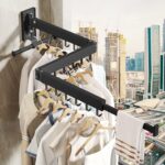 BOQORAD Drying Rack Clothing, Retractable Clothes Drying Rack,Wall Mounted Laundry Rack, Laundry Drying Rack Wall Mount,Collapsible Clothes Rack,can Fold Uptward/Left & Right,Black Color - Image 8