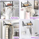 Over The Door Clothes Hanger with 2 Hooks, Stainless Steel Over The Door Hangers for Clothes with Storage Rack, Clothing Hanger Drying Racks for Laundry, Washroom, Fits Door Up to 1.77", Matte Black - Image 9