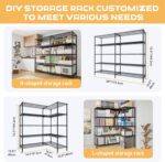 Heavy Duty Metal Storage Shelving Unit,Adjustable 5-Tier Storage Rack(Load 1100LB),Steel Organizer Wire Rack,Large Metal Shelf for Pantry Garage,Black 175D x 40W x 184Hcm - Image 7