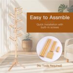 Wooden Coat Rack Stand,Uoexziyi Freestanding Coat Rack with 8 Hooks,175CM|69Inch Wood Tree Coat Rack Standing with 3 Adjustable Size for Bedroom,Hallway,Office(Natural) - Image 4