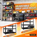 46 ''W Storage Shelves, 71‘’H Garage Shelving, Adjustable Garage Shelves, 3000lbs Heavy Duty Shelving ,5 Tier Garage Storage Shelves,Easy-To-Install Metal Shelf Storage Rack Shelving Unit For Kitchen - Image 5