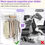 Over The Door Clothes Hanger with 2 Hooks, Stainless Steel Over The Door Hangers for Clothes with Storage Rack, Clothing Hanger Drying Racks for Laundry, Washroom, Fits Door Up to 1.77", White - Image 5